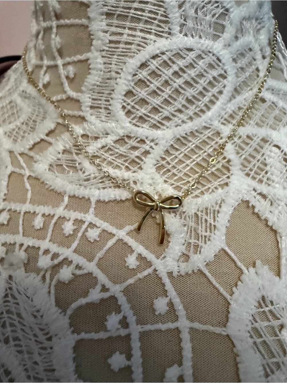 Gold Bow Pendant Necklace - Women Jewelry